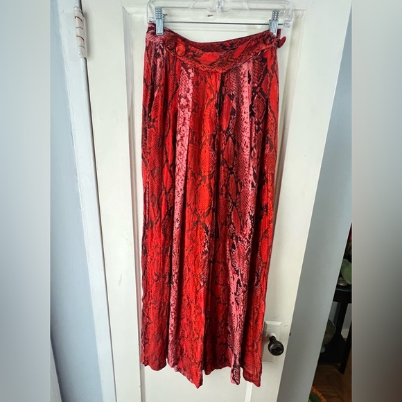 Just Cavalli Red Python Print Palazzo Pants IT 40 or US 8 - Picture 3 of 11